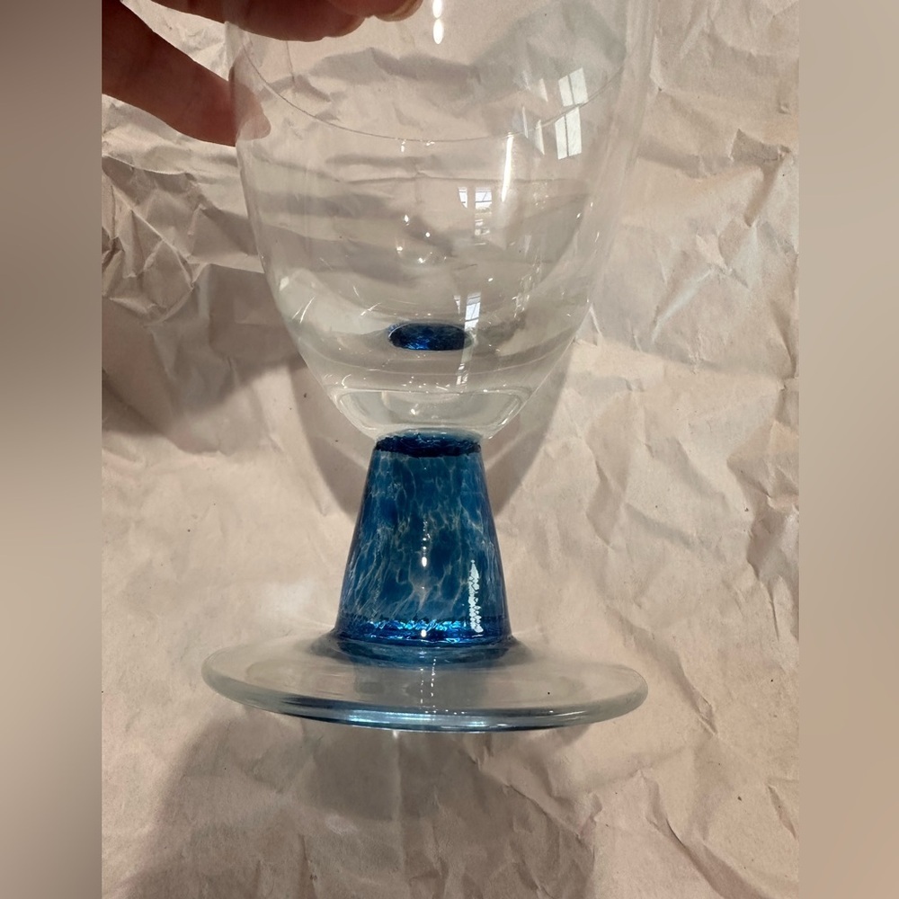 Vintage Denby Blue Jetty Water Goblet Blown Glass blue swirl Stem replacement - Picture 5 of 8